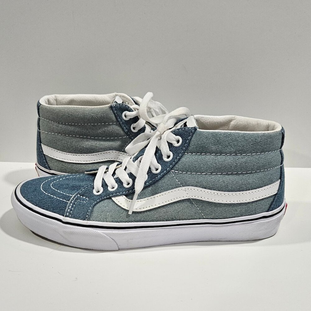 Vans Sk8-Mid Reissue Denim Two Tone Sneakers Women’s 10 Blue White